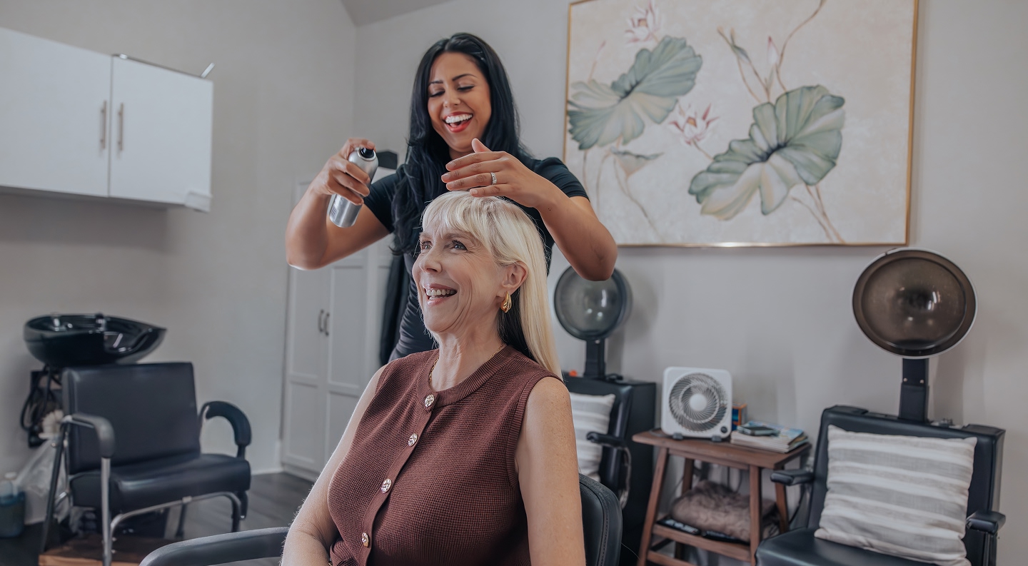 senior woman at salon